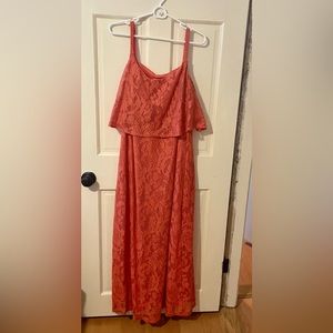 Coral Maxi Lace Dress